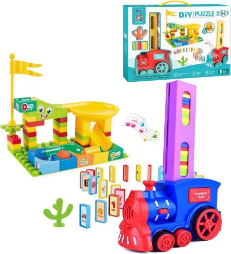 لعبة القطار والدومينو مع ليجو التعليمية 2 في 1