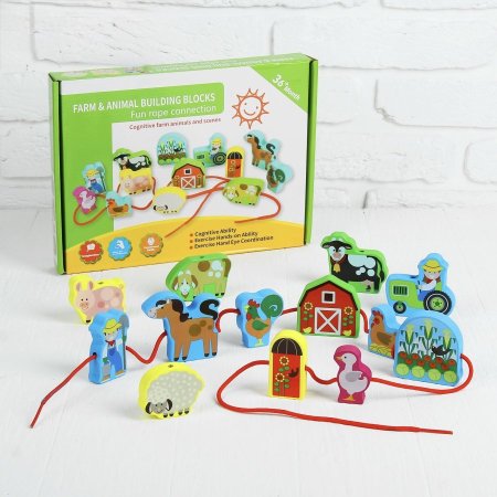 لعبة ربط المكعبات الخشبية (الضم)