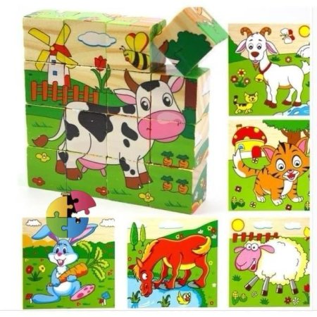 بازل مكعبات خشبية